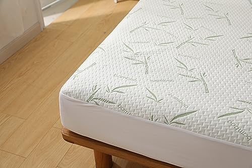 Cooling Bamboo Rayon Mattress Protector Twin Size 39x75 Waterproof Noiseless