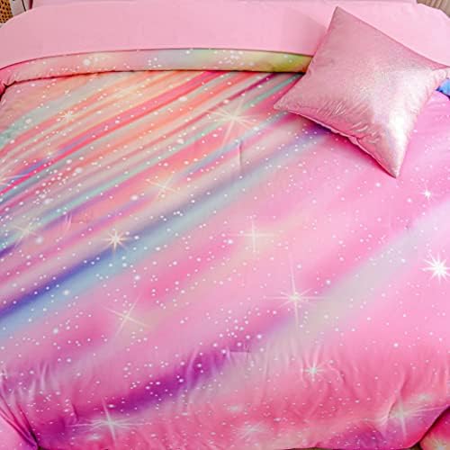 Btargot 6-Piece Pink Gradient Star Comforter Set Twin Size