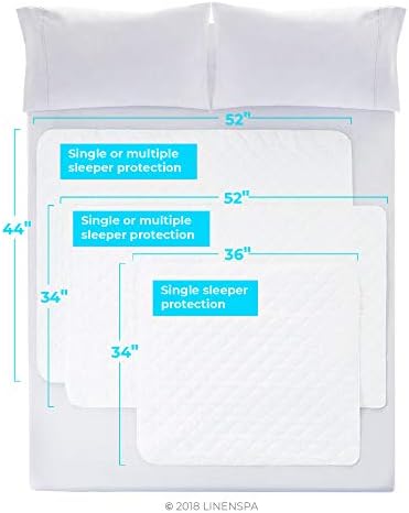 LINENSPA Waterproof Mattress Pad 44x52 Non-Slip Protector for Full Queen
