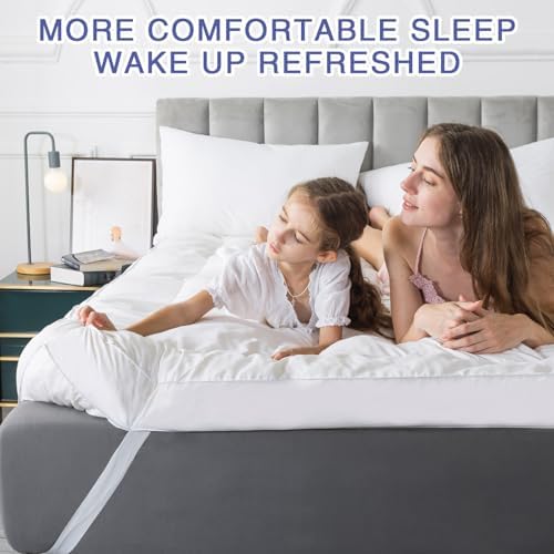WhatsBedding 4 Inch Fluffy Memory Foam Mattress Topper Queen Size