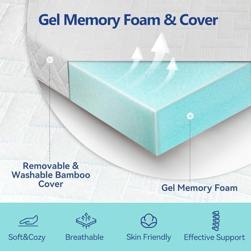 Colvay 3 Inch Gel Memory Foam Mattress Topper Queen Size