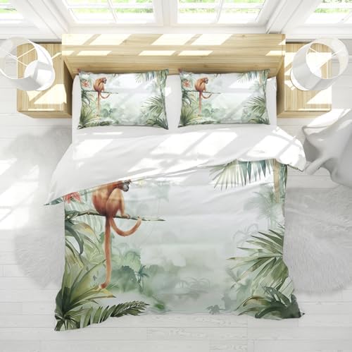 HOBBOY Tropical Plant Duvet Cover Set 3pc