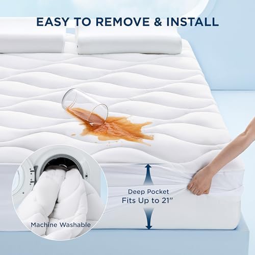 Bedsure Twin XL Waterproof Mattress Protector - Soft Fluffy Pad with Cooling Topper