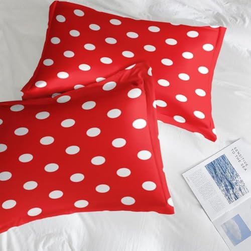 Pamnest Full Size Bed Sheet Sets with Red Polka Dot Design