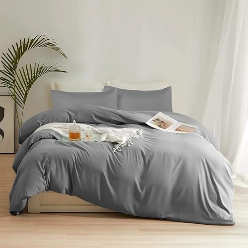 Cotton Passion Duvet Cover Set Queen Size 3 Piece Gray