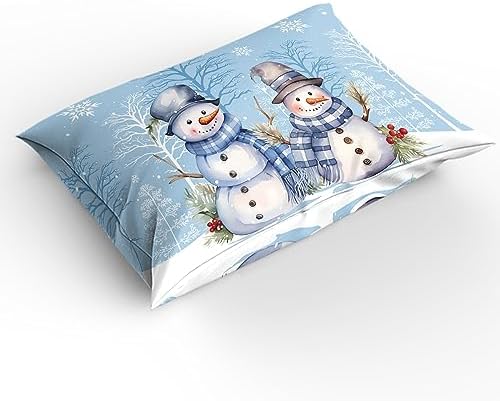 LooPoP Christmas Duvet Cover Set California King Snowman Snowflake 3 Piece