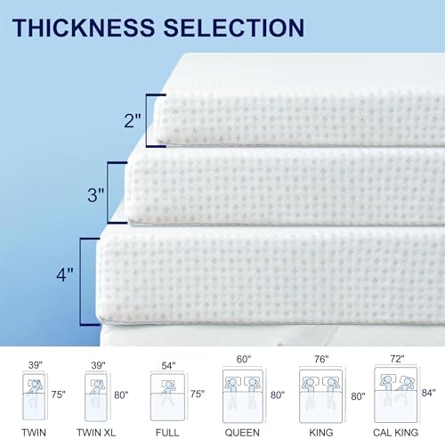 Subrtex Bamboo Rayon Mattress Topper Cover with Zippers Queen