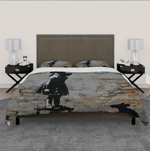 MUKULING Hippie Duvet Cover Set 3 Pieces Retro Graffiti Wall
