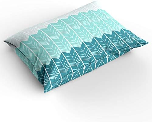 LooPoP 4PCS California King Chevron Teal Duvet Cover Set 1