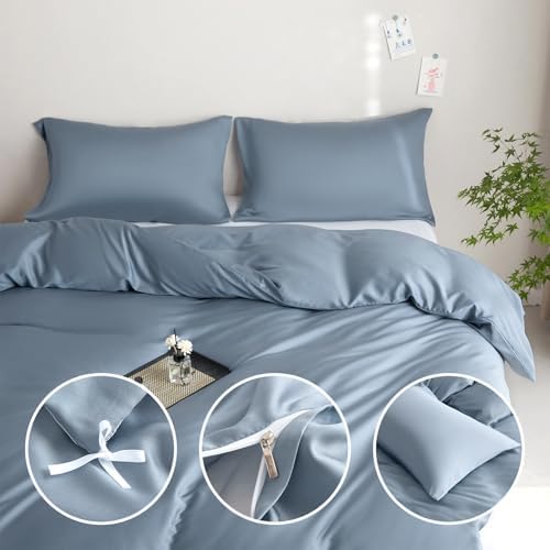 DCSKY Twin Size Tencel Duvet Cover Set 3-Piece