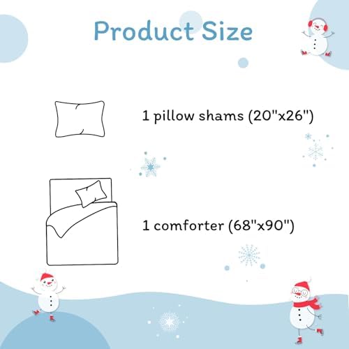 JSD Blue Snowman Kids Comforter Set Twin Size
