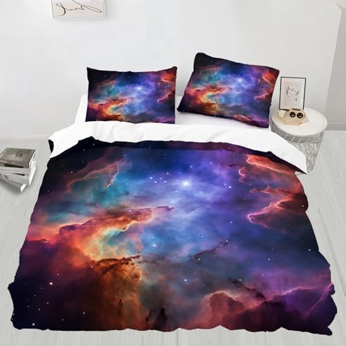 Space Galaxy Duvet Cover Set for Kids and Adults