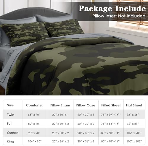 Pamnest Comforter Set Twin Size 5 Pcs Camouflage Bedding