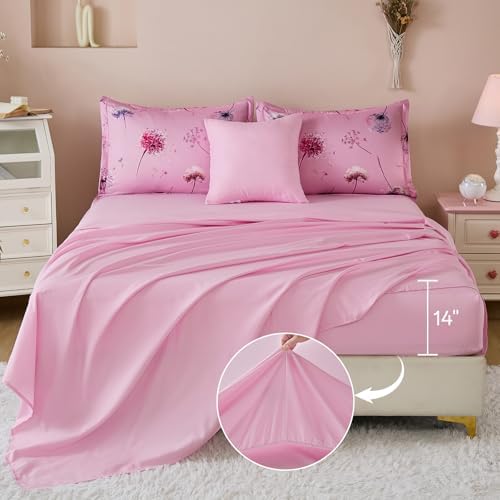 WONGS BEDDING Pink Dandelion Twin Bedding Set 6 Pieces 1