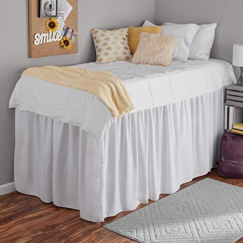 Ambition Home Twin XL Bed Skirt - 36 Drop White Microfiber