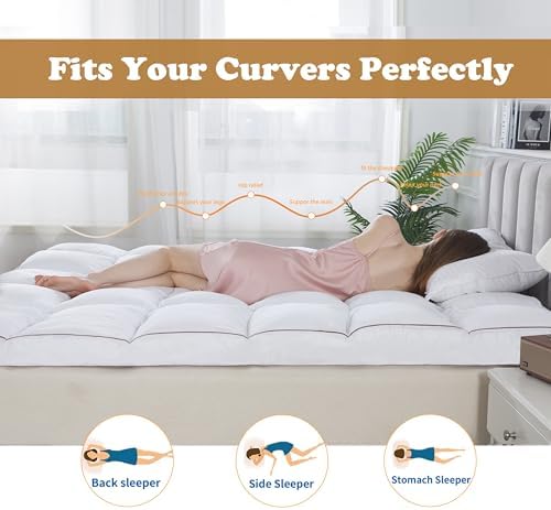 WhatsBedding 3 Inch Fluffy Memory Foam Mattress Topper King Size