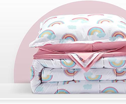 SLEEP ZONE Kids Comforter Set - Pink Rainbow