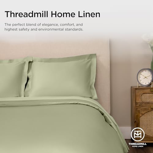 Threadmill Sage Green Queen Duvet Cover Set 1