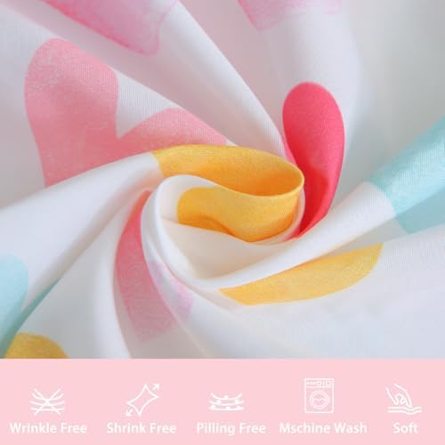 Colorful Heart Girl Bed Sheet Set with Pillowcase