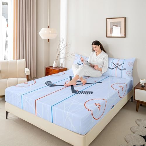 Homewish Ice Hockey Kids Fitted Sheet Set 2Pcs