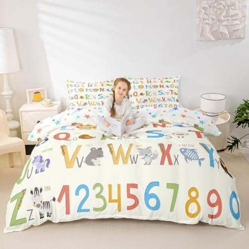 Feelyou English Alphabet Duvet Cover Set Cute Animals