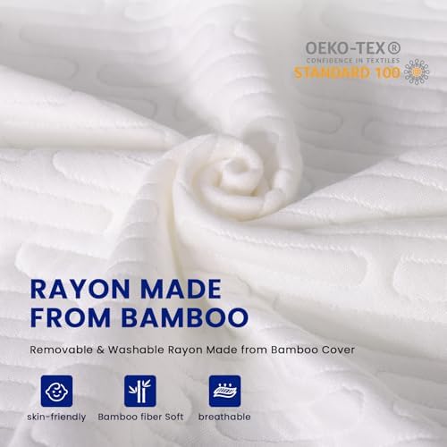 VALUXE 3 Inch Mattress Topper Cover - Breathable Bamboo Fabric with Zipper Closure