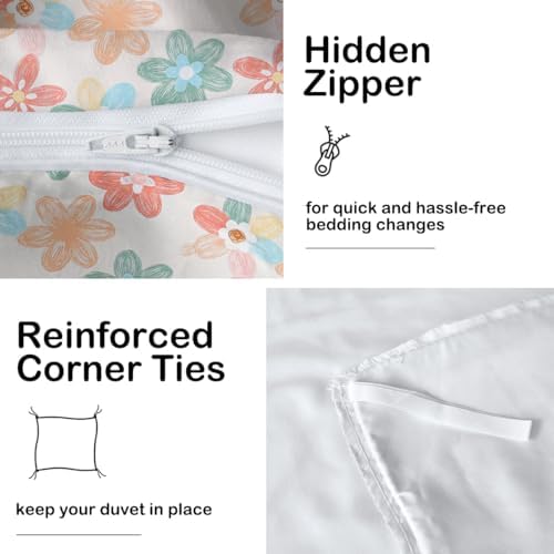 ARIGHTEX Pink Duvet Cover Set with Flowers 3 Piece Twin Size