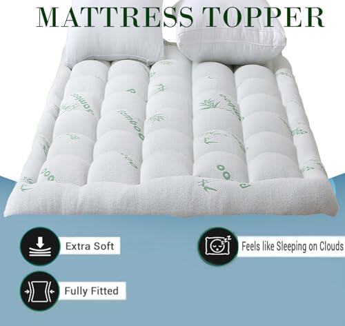 AdkTex Queen Mattress Topper Bamboo Viscose Cooling Comfort