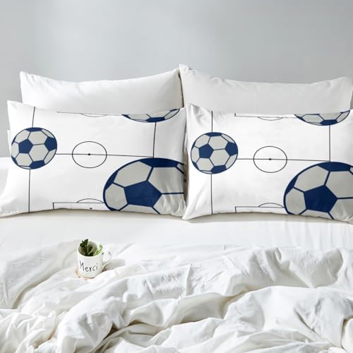 Football Fitted Sheet Twin Size Kids Soccer Bedding Set