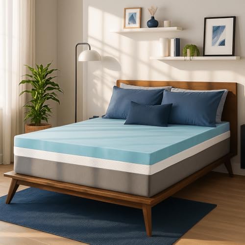 Sure2Sleep Gel Swirl Mattress Topper - 3 Inch Pressure Relief Cooling Comfort