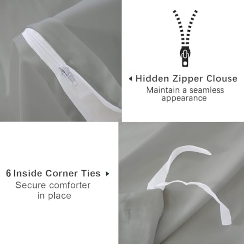 ARlinen Queen Duvet Cover Set 3 Piece with Zipper Closure