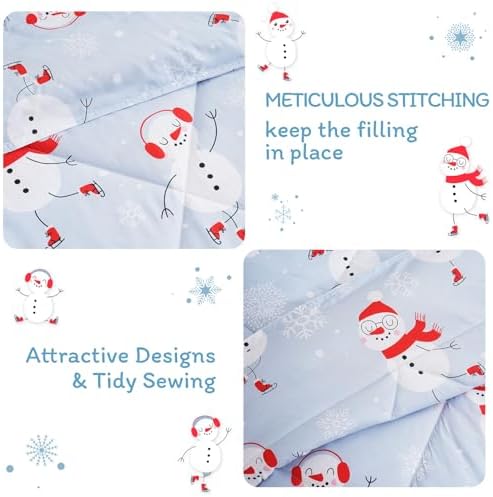 JSD Blue Snowman Kids Comforter Set Twin Size