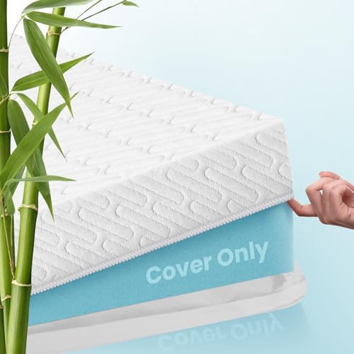 VALUXE 3 Inch Mattress Topper Cover - Breathable Bamboo Fabric with Zipper Closure