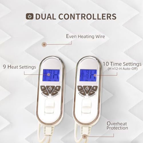 Bwarm Queen Size Multi-Zone Heated Mattress Pad