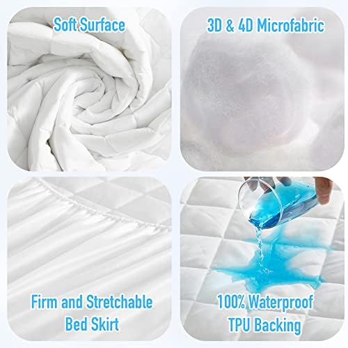 HYLEORY Waterproof Queen Mattress Pad Protector with Deep Pocket