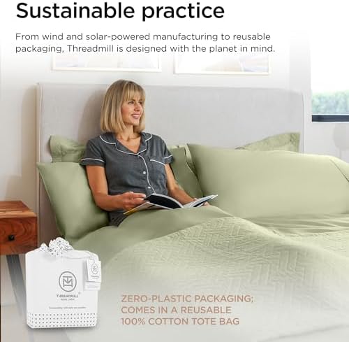 Threadmill Sage Green Queen Duvet Cover Set 1