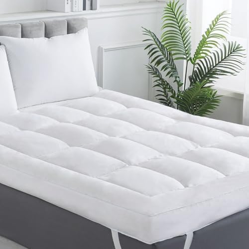 WhatsBedding 4 Inch Fluffy Memory Foam Mattress Topper Queen Size