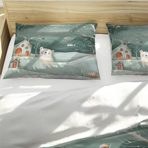 HOBBOY Polar Bear Fish Duvet Cover Set 3 Piece Kids Room