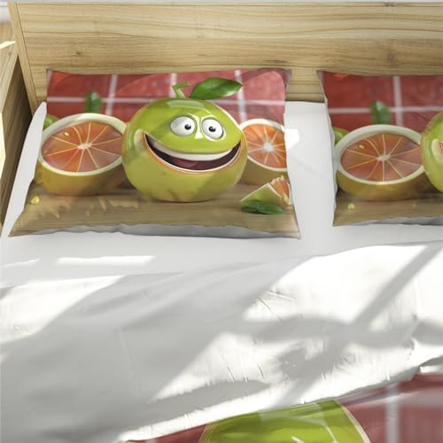 HOBBOY Cartoon Fruit Print Duvet Cover Set 3 Piece
