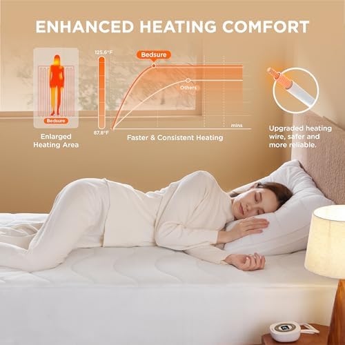 Bedsure Heated Mattress Pad Full - 10 Heat Settings 12-Hour Auto Off