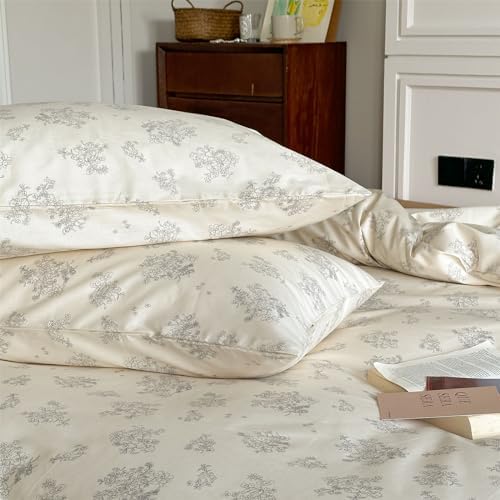 White Floral Twin Duvet Cover Set with Pillow Cases 1