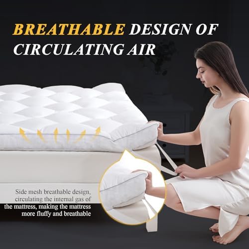 DOWNCOOL 3 Inch King Mattress Topper for Deep Sleep