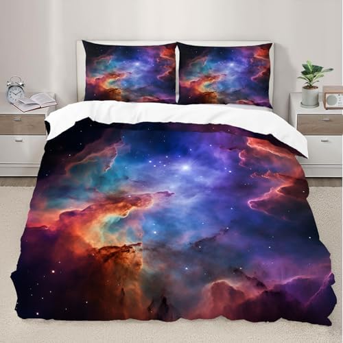 Space Galaxy Duvet Cover Set for Kids and Adults