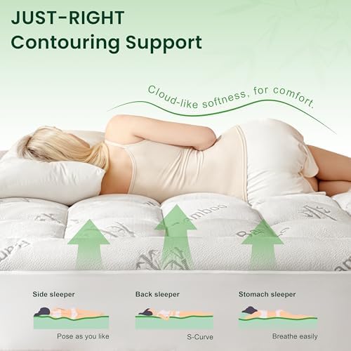 Loves Cabin Twin Mattress Topper Breathable Bamboo Rayon 900 GSM