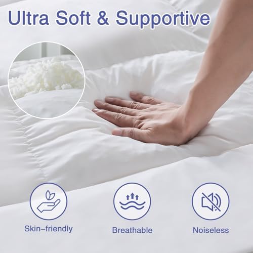 WhatsBedding 4 Inch Fluffy Memory Foam Mattress Topper Queen Size
