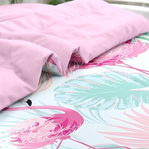 Pamnest Queen Comforter Set 7 Pcs Tropical Flamingo Pink
