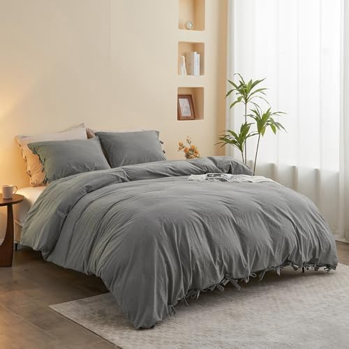 BISELINA King Duvet Cover Set 3pcs with Bowknot Ties
