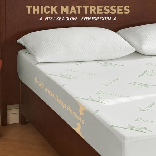 Cooling Queen Mattress Protector with Waterproof Breathable Rayon Cover