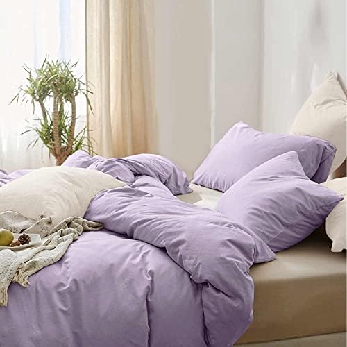 ETDIFFE Light Purple Duvet Cover Set Queen Size 3PC
