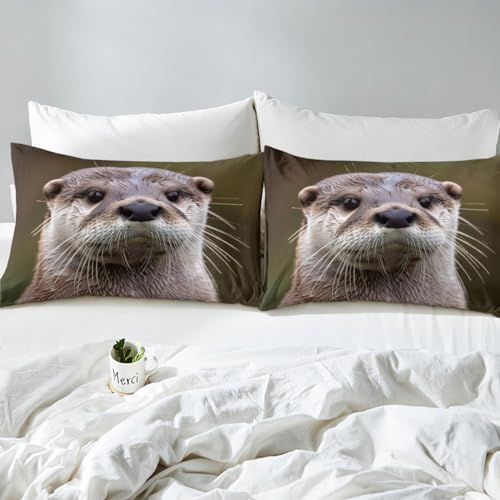 Feelyou Kids Otter Bedding Set Twin Size 3D Wildlife Sheet Set